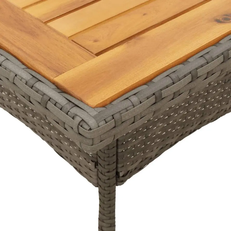 vidaXL - Tuintafel met acaciahouten blad - Grijs - Poly rattan - 80 x 80 x 75 cm