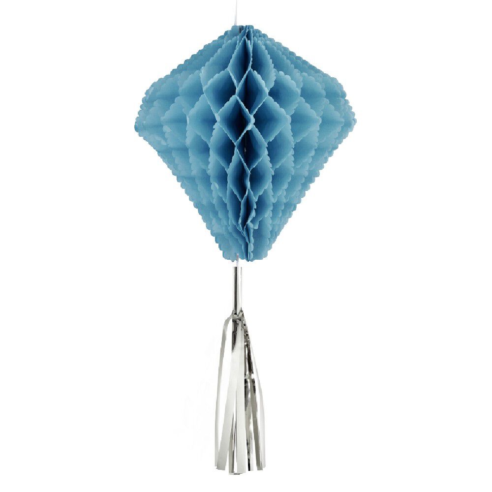 Suspension en papier bleu de forme géométrique x 3