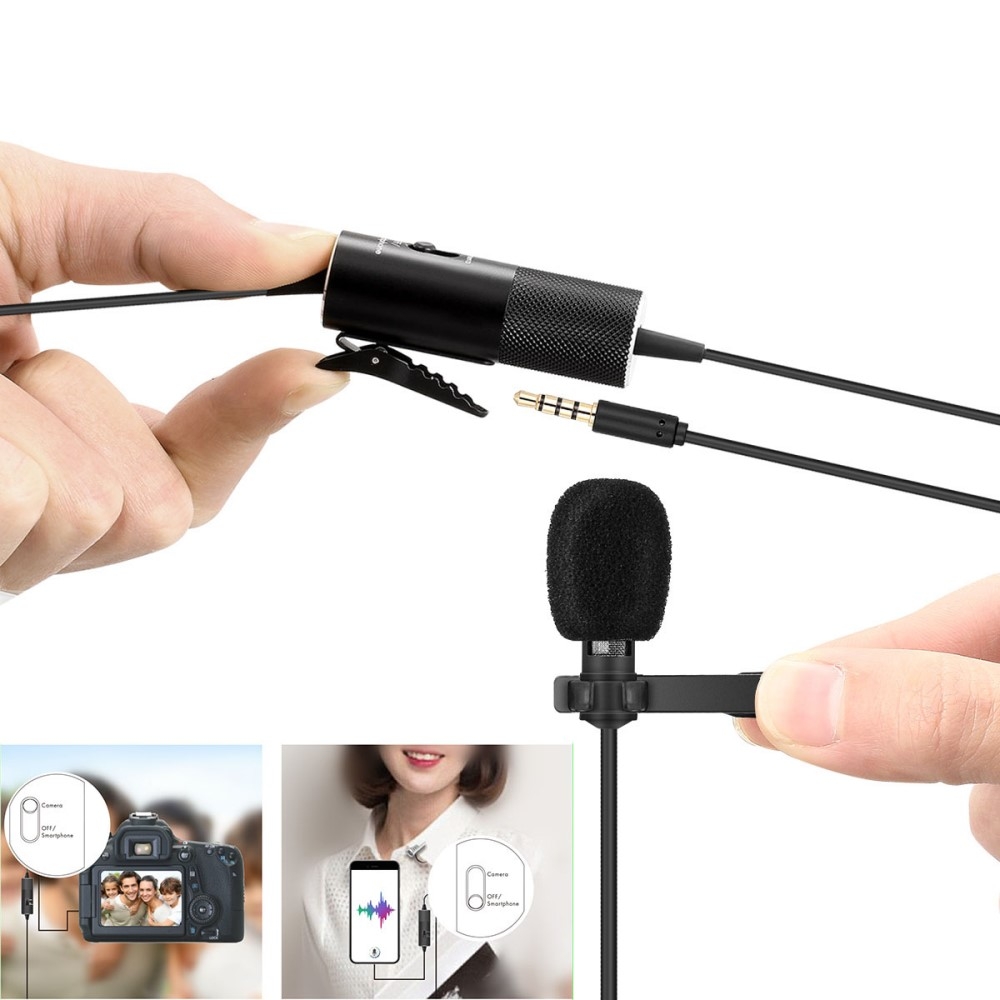 (1.8m) Lavalier Krawatten Mikro Ansteckmikrofon für Audioaufnahmen 1.8m (Kamera / DSLR / Handy / PC / Laptop)
