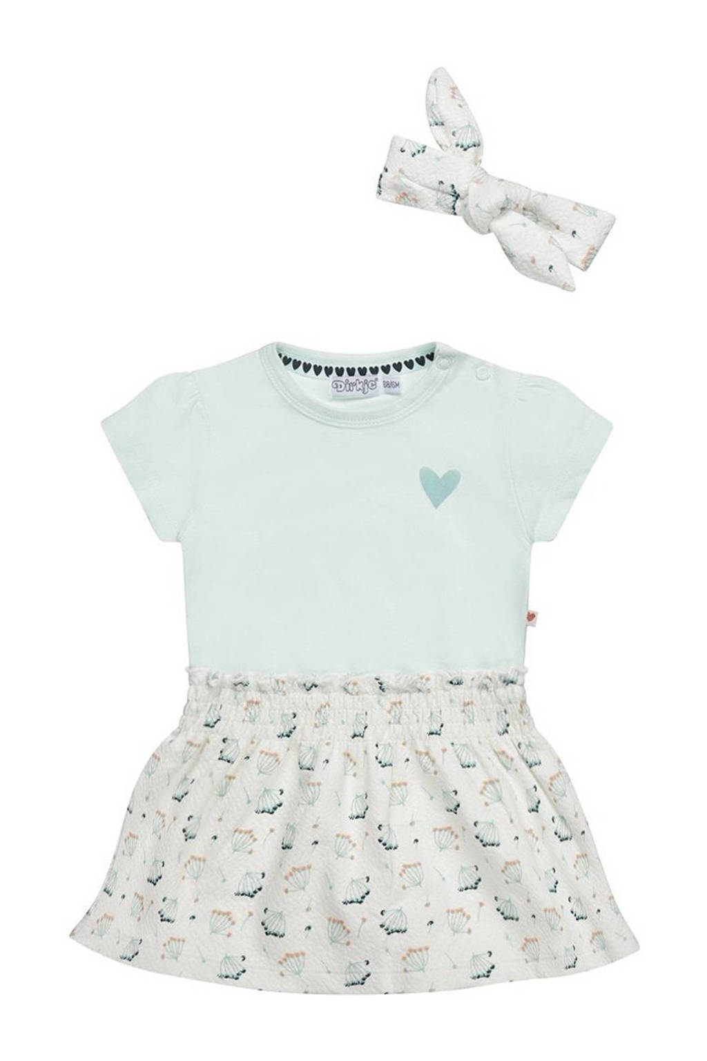 Dirkje jurk Dress ss + headband met all over print lichtblauw