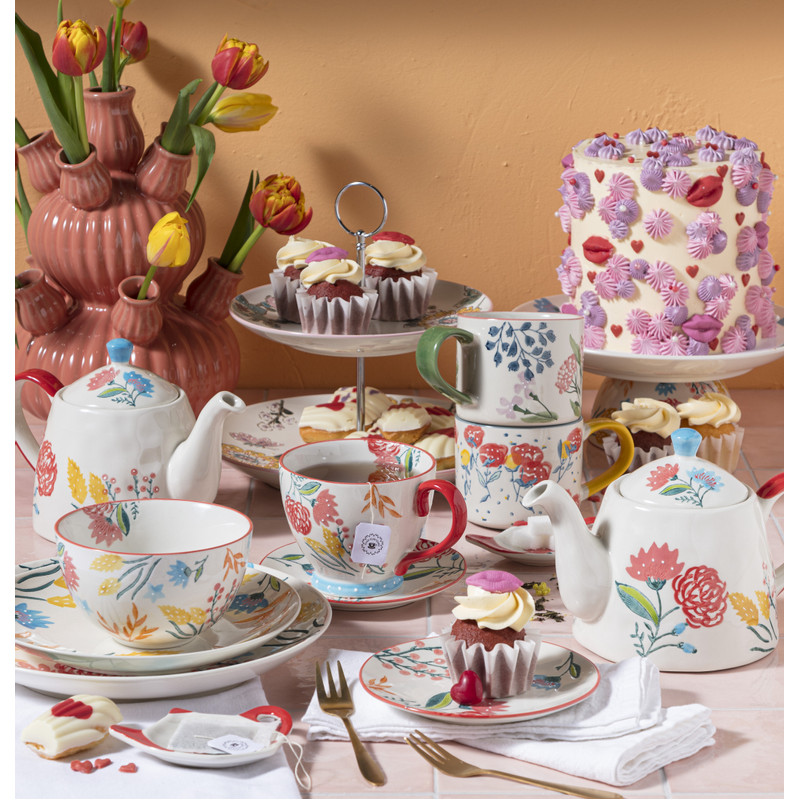 Dinerbord bloemen - multikleur - ø25x3 cm