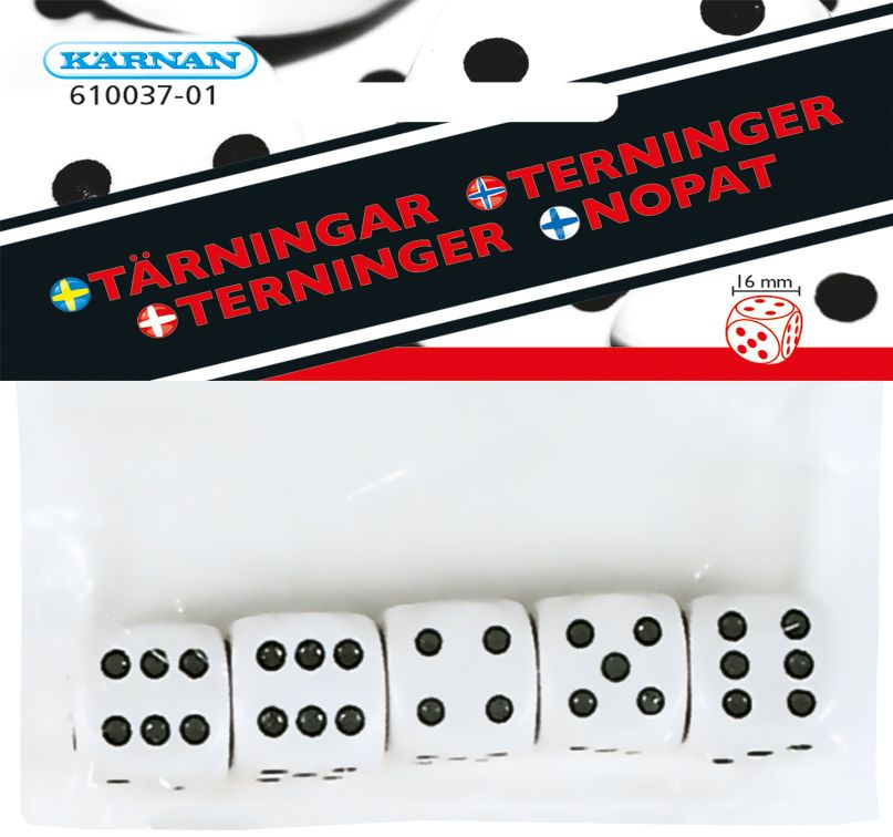 Terninger i pose 5 stk 16 mm