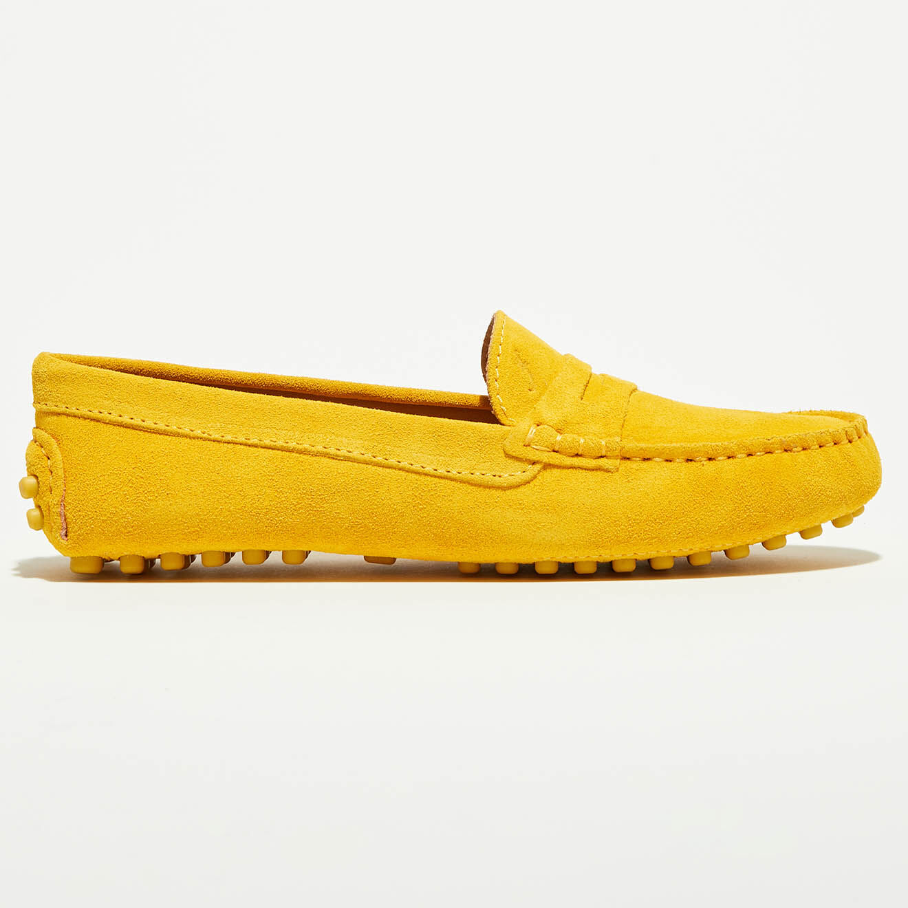 Loafers Mocassins en Velours de Cuir Lena jaune poussin