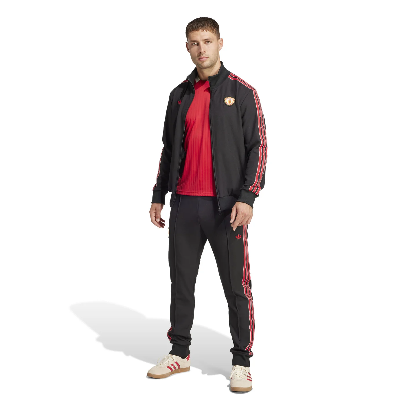 adidas Manchester United Icon Trainingspak Full-Zip 2024-2025 Zwart Rood