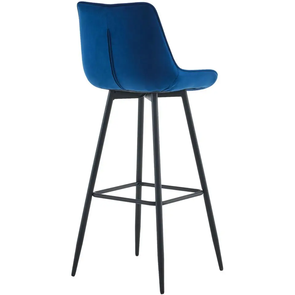 CLP Set van 2 Barkruk Dartford mat zwart Frame - Fluweel - blauw