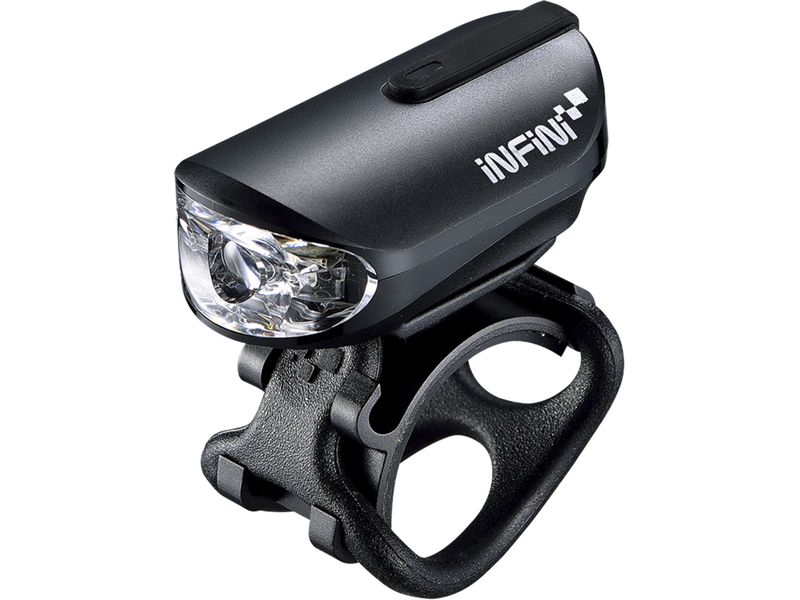 Infini Beleuchtungsset Olley V2, Schwarz Wiederaufladbares Fahrradlicht-Set mit 100 / 30 Lumen Leuchtstaerke