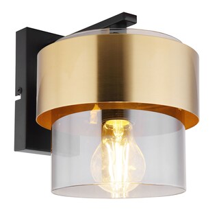 MILLEY Wandlampe goldfarben, schwarz 155,H/T: 21,5 x 18 cm, Glas, Metall