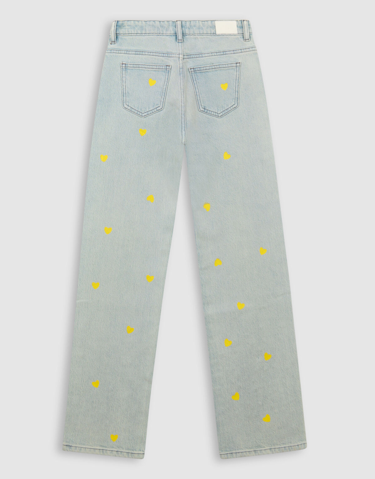Strass Heart Wide Leg Fit Jeans Bleached