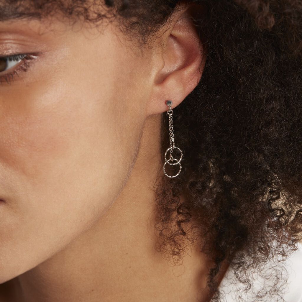 Boucles D'oreilles Pendantes Noemia Argent Blanc