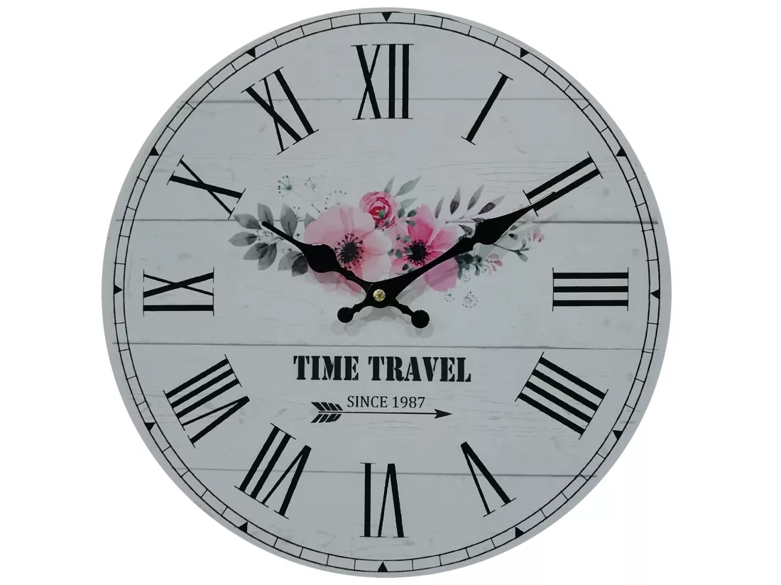 Horloge Murale Shabby Mdf Blanc Thčme Floral pour Salon Cuisine