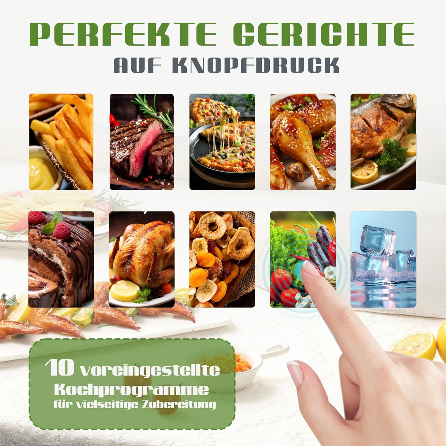 Heißluftfritteuse Airfryer, Dual Zone Heißluftfritteuse 9L – Doppelkammer XXL 2000 W, LED-Touchscreen, 10 Programme, Friteuse Heissluft ohne Öl, Airfryer mit 2 Körben(9L-901A)