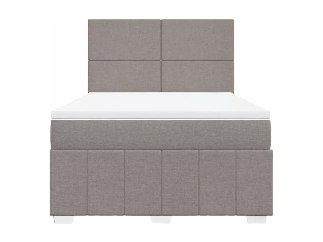 Sommier à lattes de lit avec matelas Taupe 160x200 cm Tissu