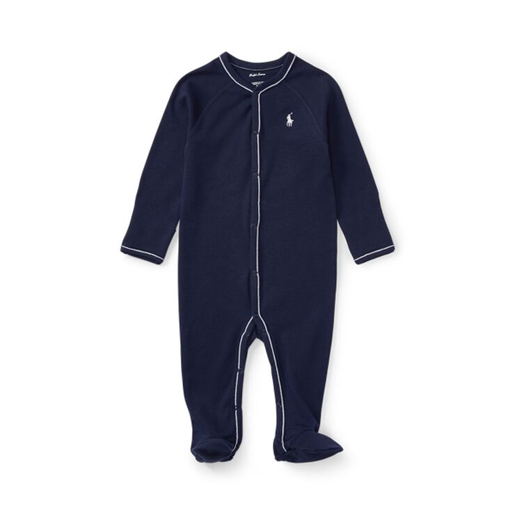 Polo Ralph Lauren Cotton Jersey Footed Coverall Blå