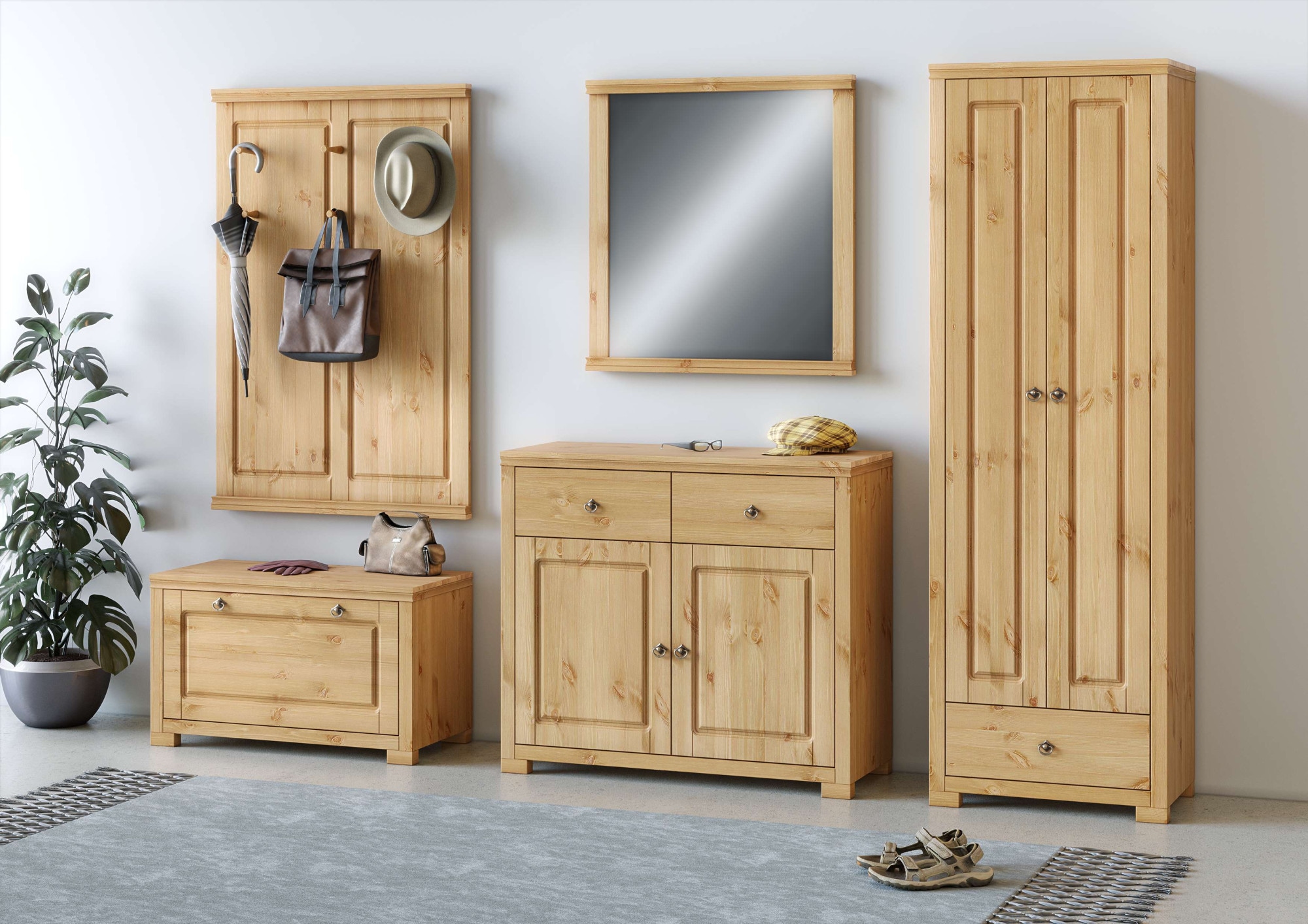 Home affaire Garderobenschrank »Gotland, Drehtürenschrank, Garderobe« aus massiver Kiefer, FSC®-zertifiziert, Höhe 193 cm