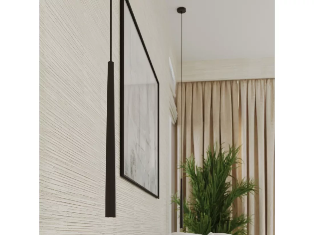 Lampe à suspension Bliss moderne en acier - 3 sources lumineuses - L.19,5 x H.118 cm - noir