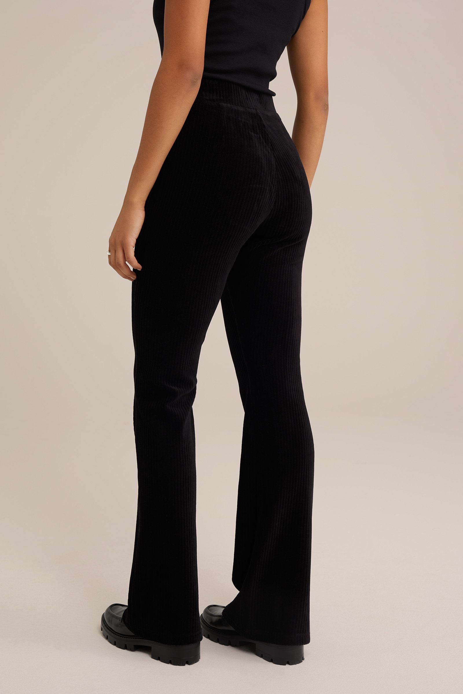 flared legging van ribstof WE Fashion Zwart