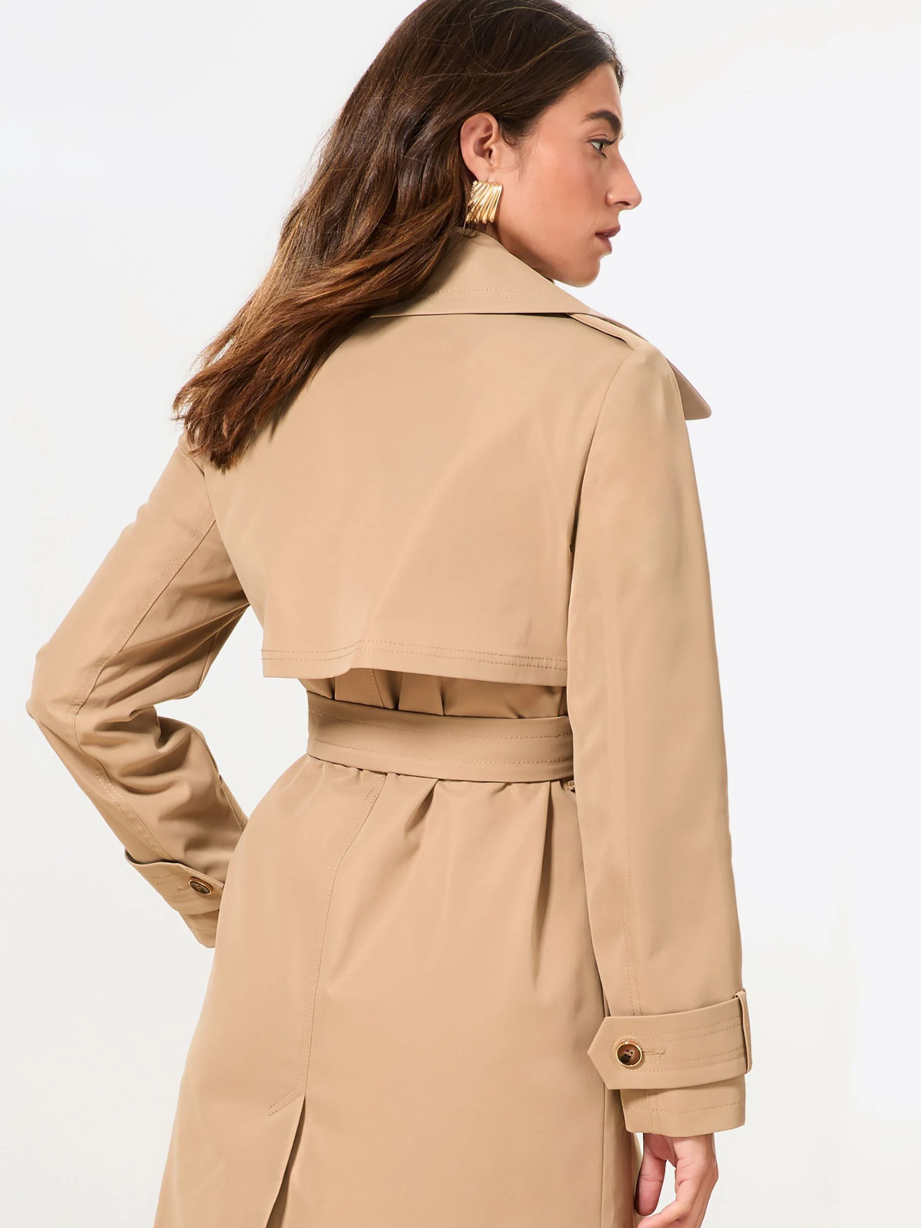 Regenbestendige camel - Lipsy Ruimvallende Lange Trenchcoat