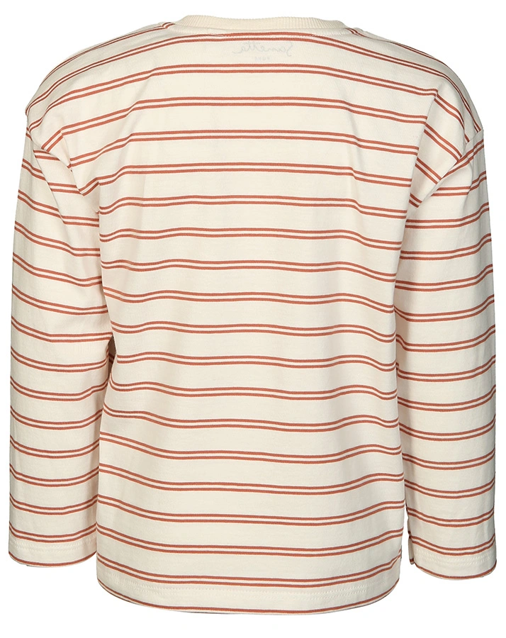 Langarmshirt PURE – RUFFELS gestreift in weiß/altrosa