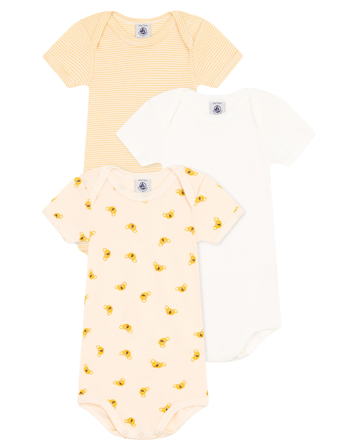 Kurzarm-Body KOALA 3er Pack in beige