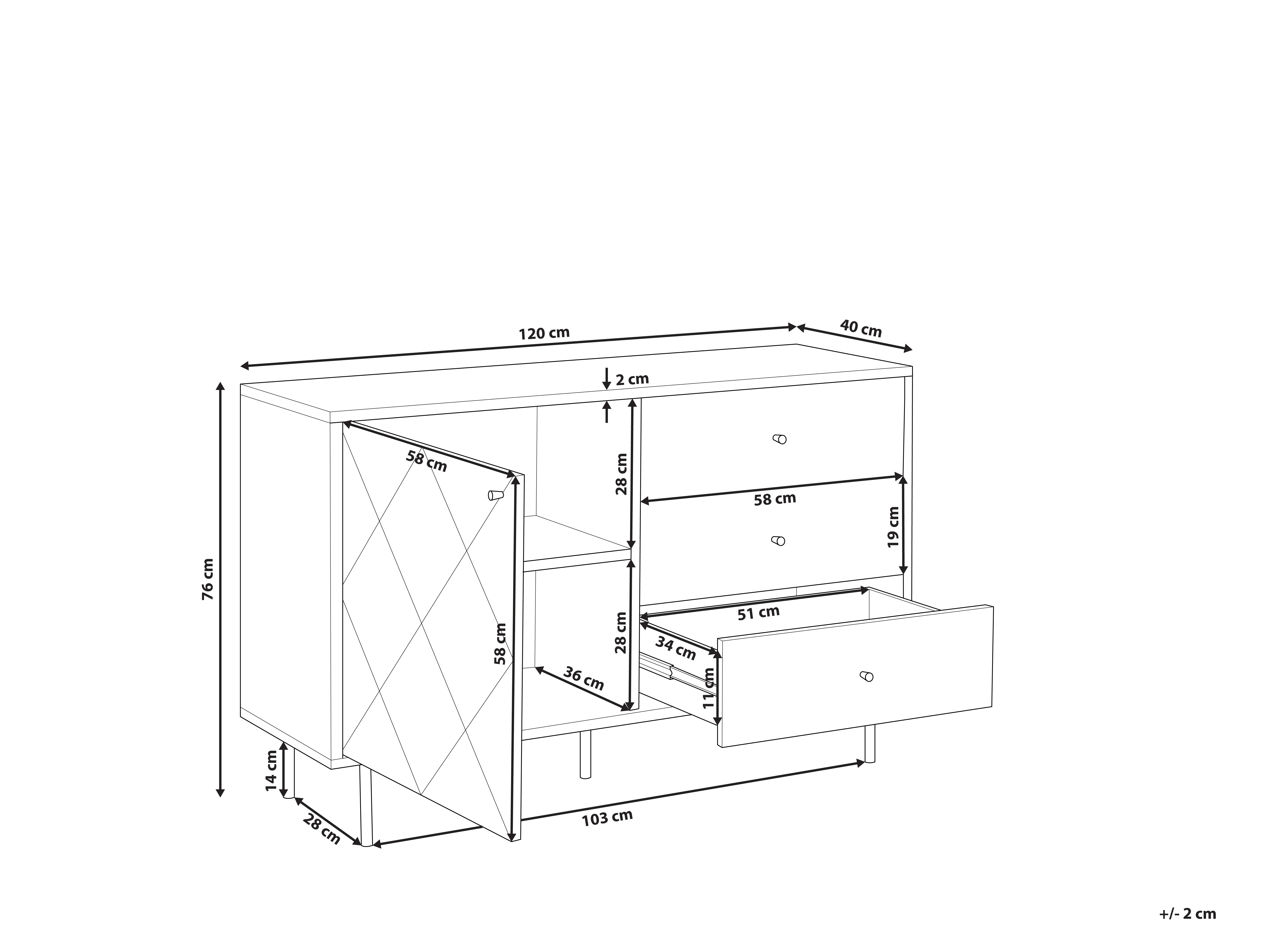 Dressoir PALMER Donkerbruin/grijs