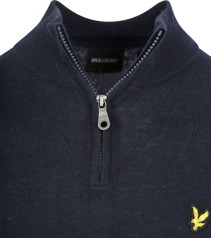 Lyle & Scott Half Zip Pullover Merinowol Navy - Heren - Schipperstrui