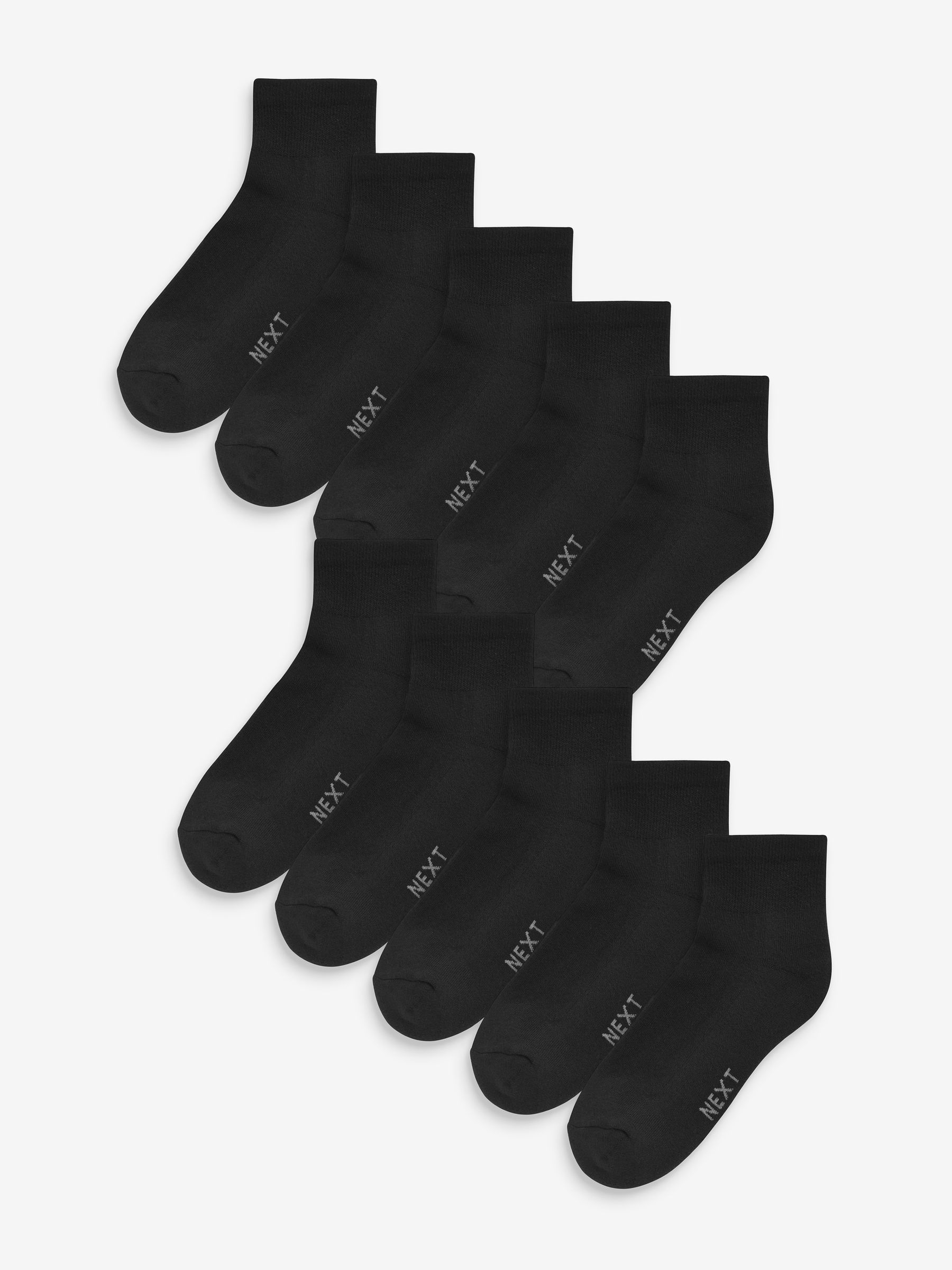 Zwart - Verpakking van 10 - Halfhoge sneakersokken met demping