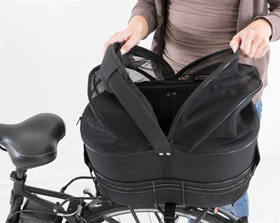 Trixie honden fietsmand Eva achterop Zwart met kussen en kap 48X29X42 cm