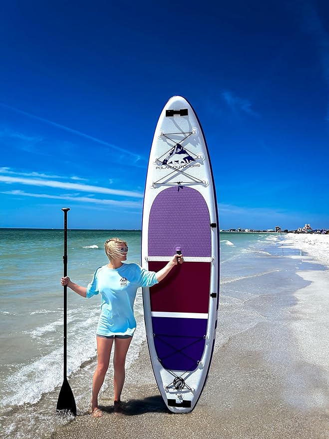 Polar Outdoors by Roc Inflatable Stand Up Paddle Board with Premium SUP Paddle Board Accessories, Wide Stable Design, Non-Slip Comfort Deck for Youth & Adults.