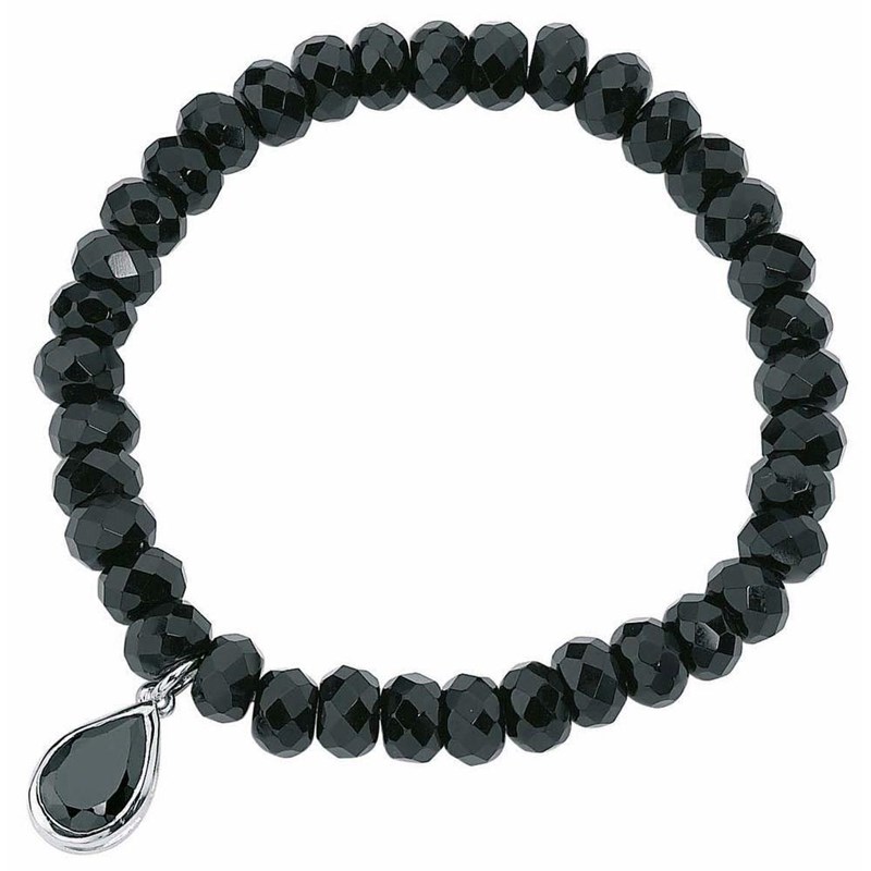 Bracelet stretch onyx et zirconia en argent 925/1000