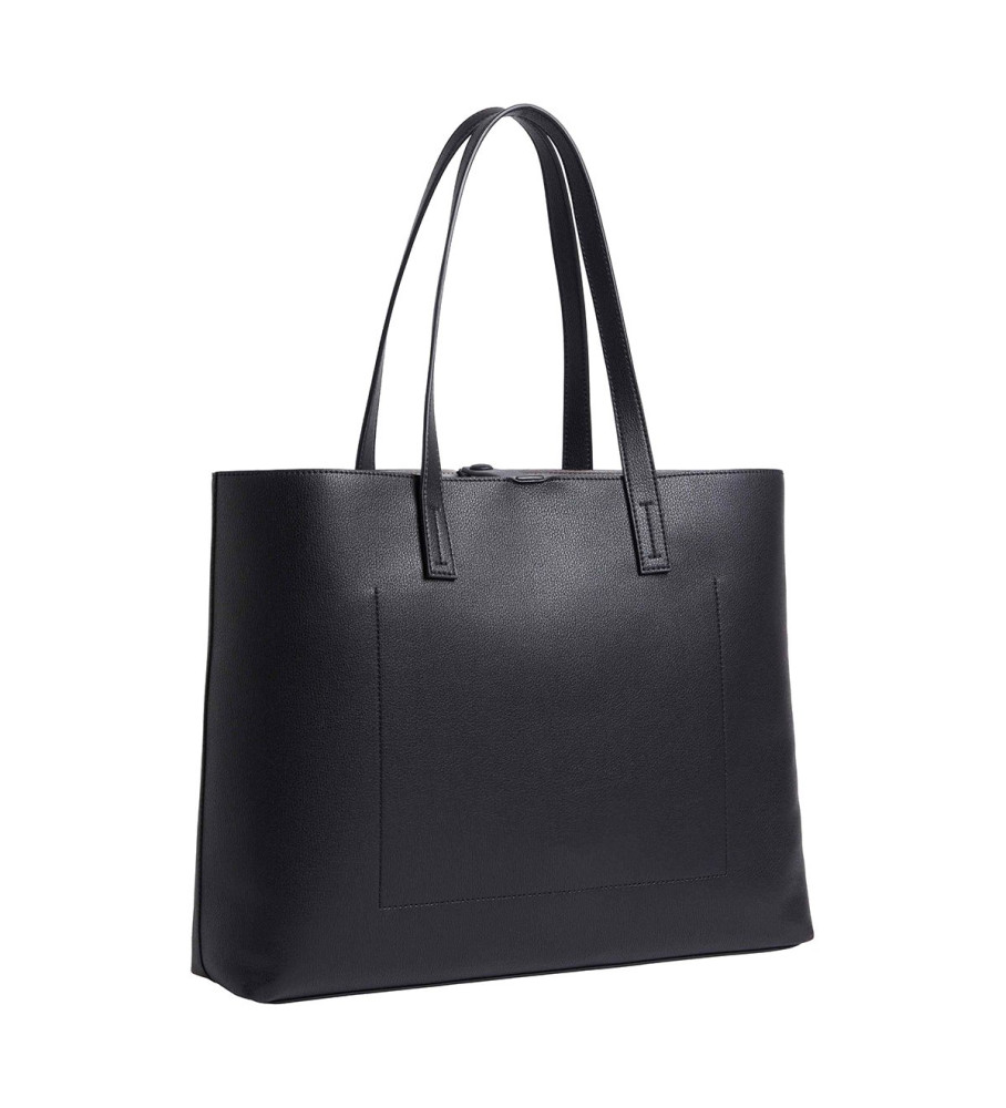 Bolsa de compras minimalista com monograma da Calvin Klein Jeans, preta.