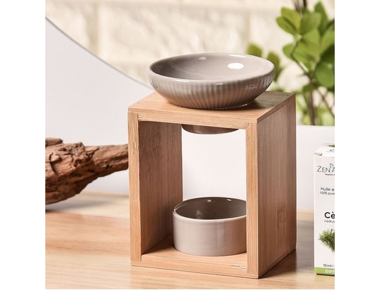 ZEN AROME - Diffuseur d'huiles essentielles Brûle parfum en bambou et céramique naturéa yona