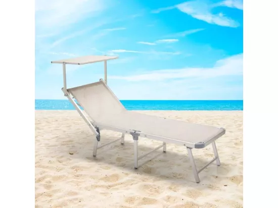 Bain de soleil de jardin transat piscine pliant en aluminium MALISS