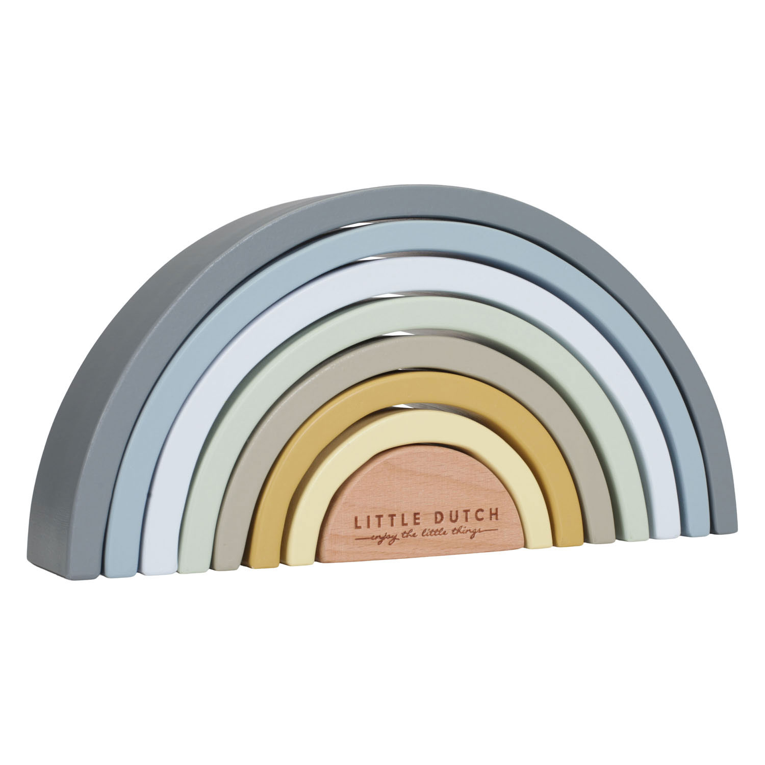 Little Dutch Houten Regenboog Blokken Blauw