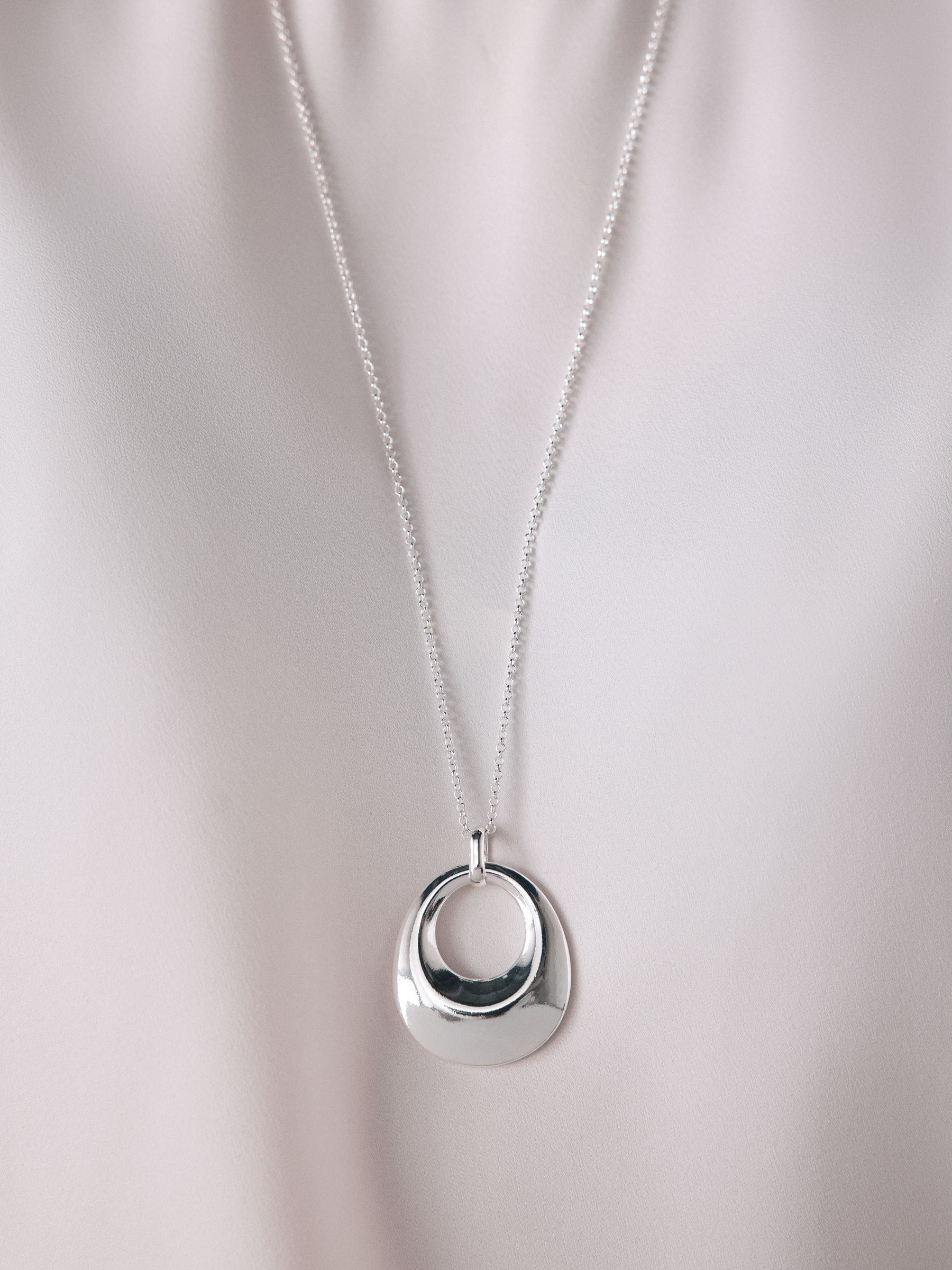 Zilverkleurig - Open Circle Drop Long Necklace