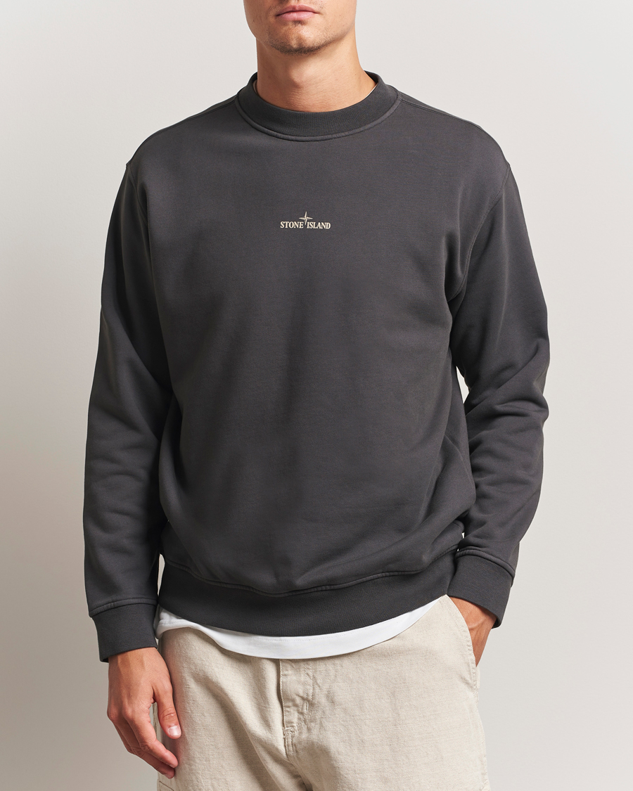 Stone Island Cotton Fleece Backprint Sweatshirt Lead Grey