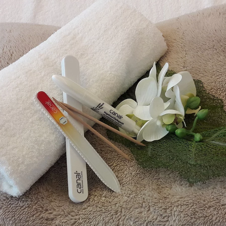 canal® Nagelpflegeset mit Glas- und Polierfeile, Ölpflegestift und Holzstäbchen