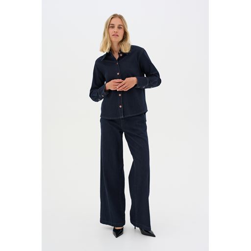 My Essential Wardrobe LaraMW Skjorte, Dark Blue Un-Wash, 40