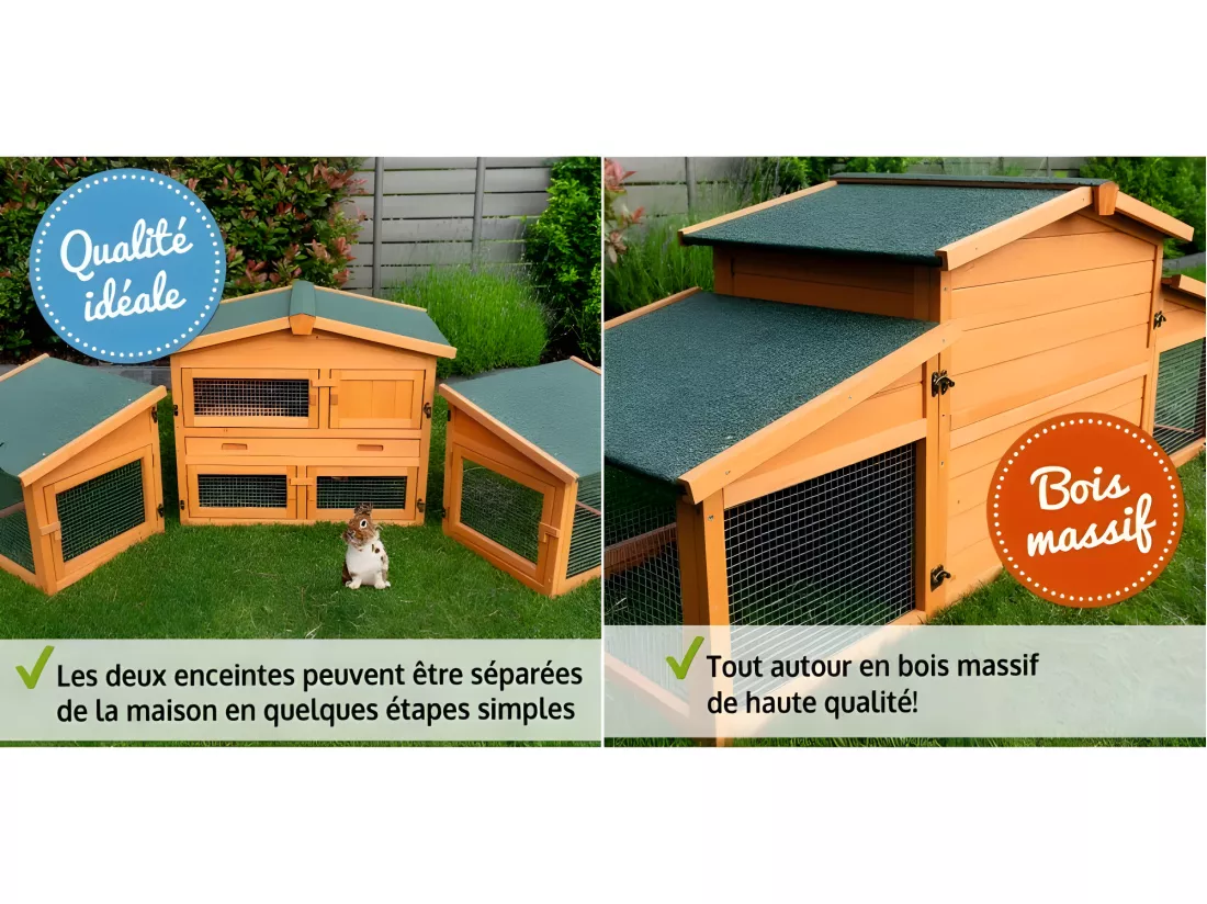 Cage Clapier pour lapin Extérieur 185x51x75cm Modèle: 037 Étable de roi