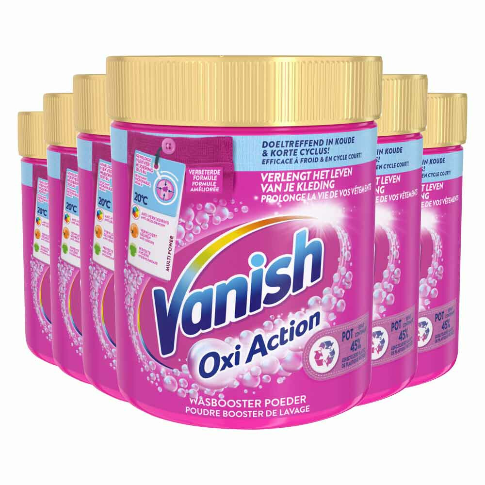 6x Vanish Oxi Action Wasbooster Poeder Gekleurde en Witte Was530 gr
