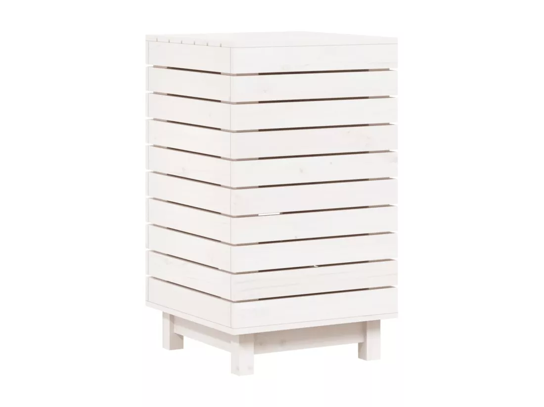 Panier à linge blanc 44x44x76 bois massif de pin