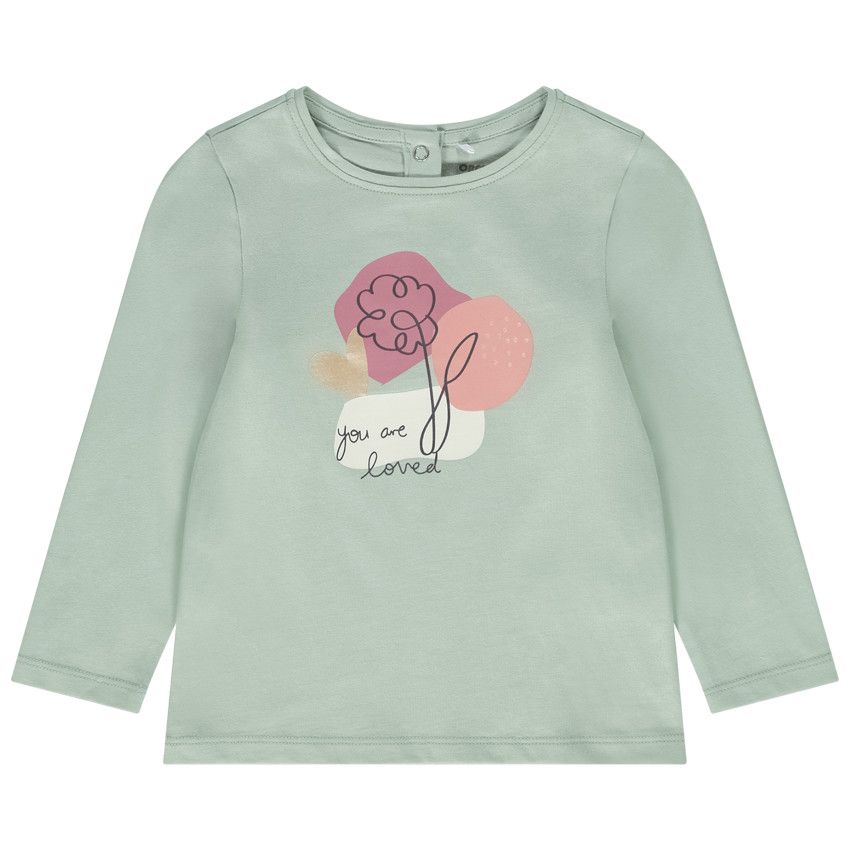 T-shirt manches longues en jersey avec print pour bébé fille - Vert