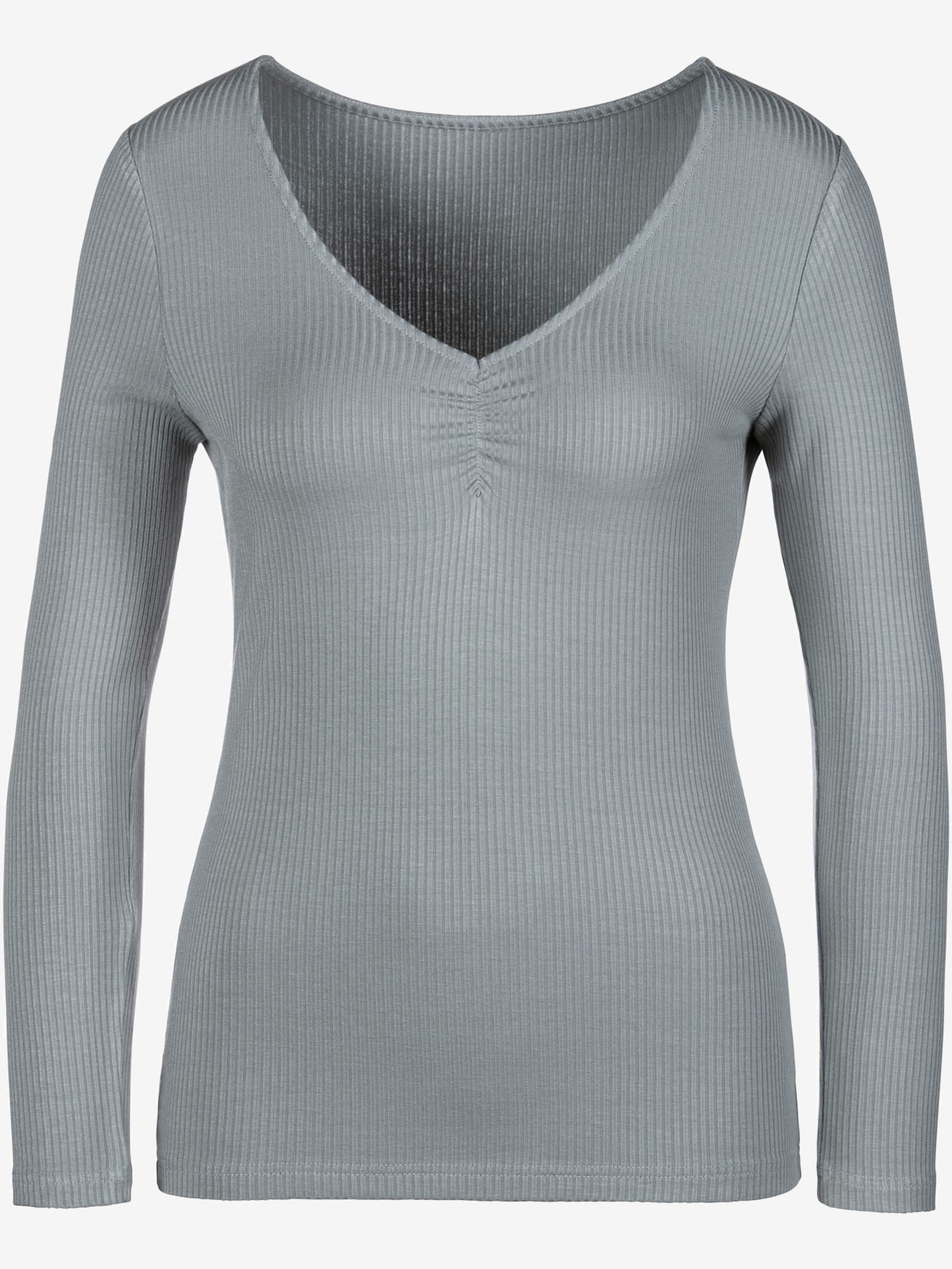 T-shirt manches longues col v avec petites fronces