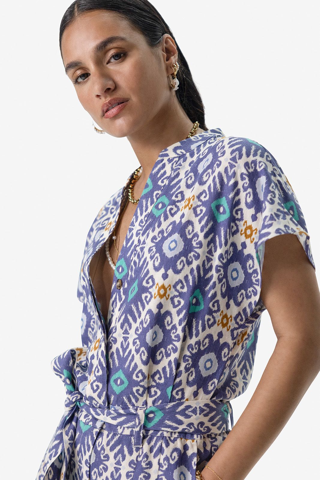 Blauwe playsuit met print