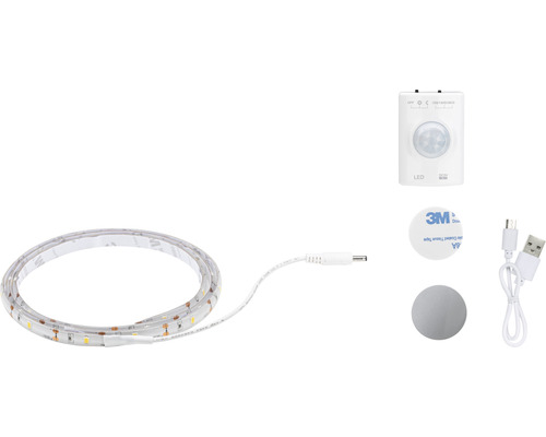 Sensor LED-strip 1,4W 156 lm 3000K 20 LED's 1,0 m met bewegingsmelder, op batterijen 5V