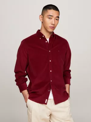 Camisa de veludo cotelê com estampa da bandeira americana, corte regular.