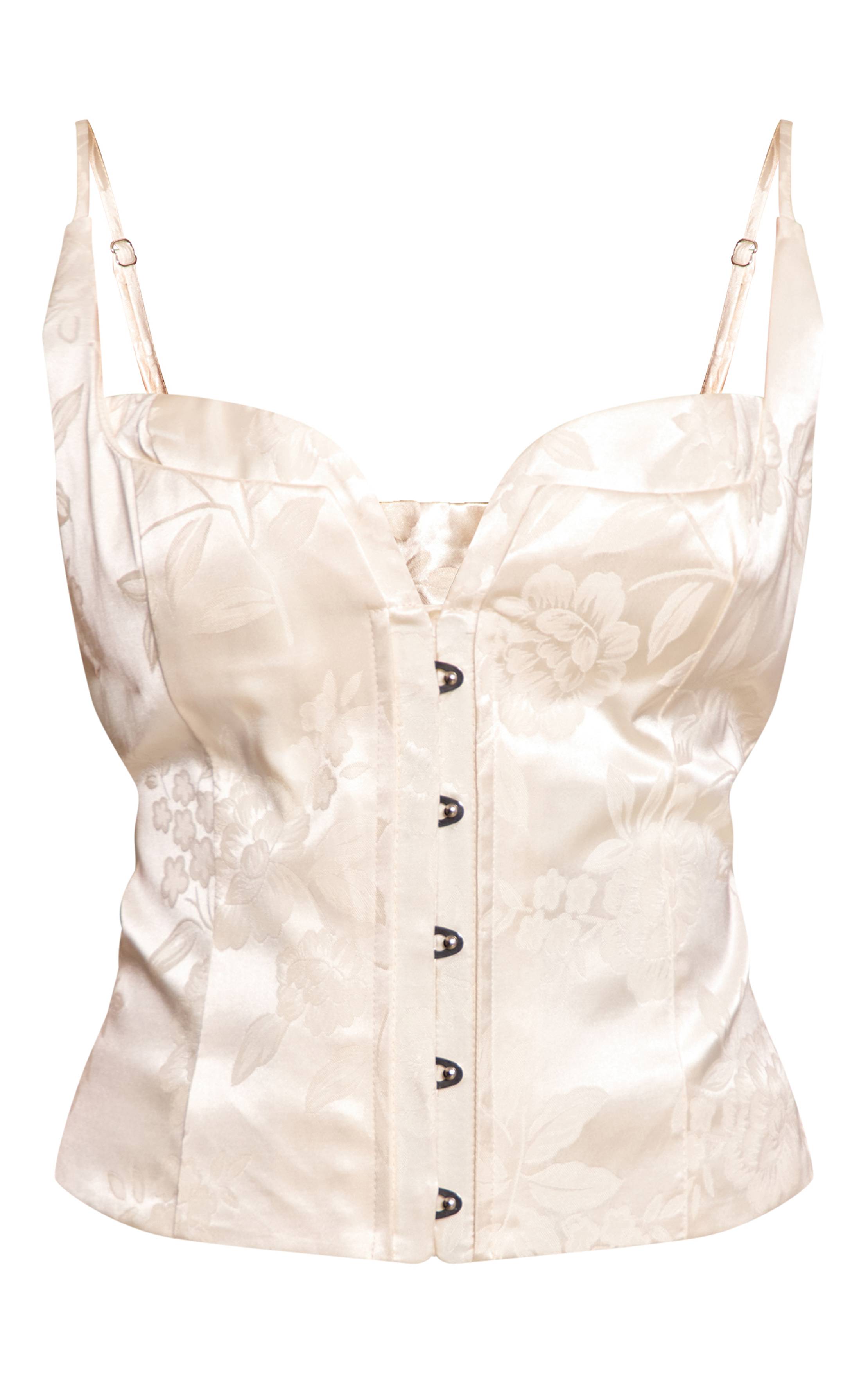 Crème Corset À Agrafes Avec Motif Floral En Relief