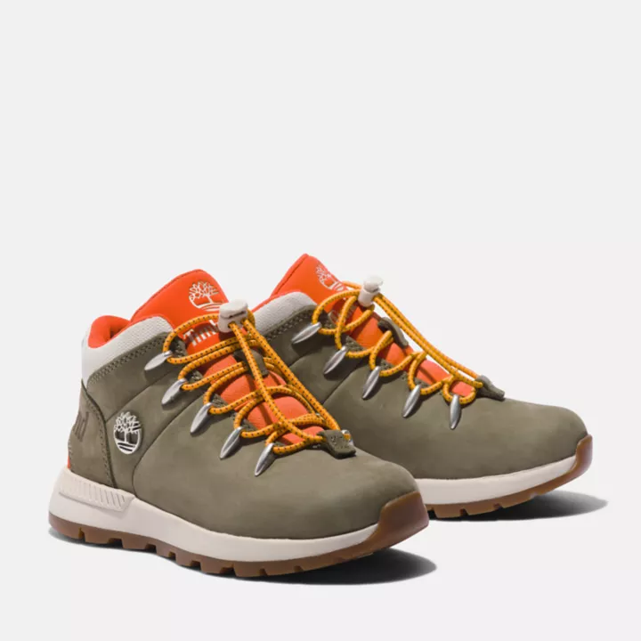 Chaussure de randonnée mi-haute Sprint Trekker pour enfant en vert foncé
