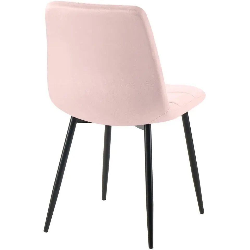 CLP Eetkamerstoel Antibes zwart Frame - Fluweel - roze