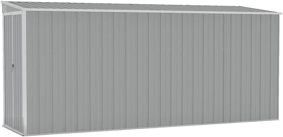 vidaXL Wand Geräteschuppen Kunststoffgriff mit Sperrfunktion Gerätehaus Gartenhaus Gartenschuppen Schuppen Grau 118x382x178cm Verzinkter Stahl
