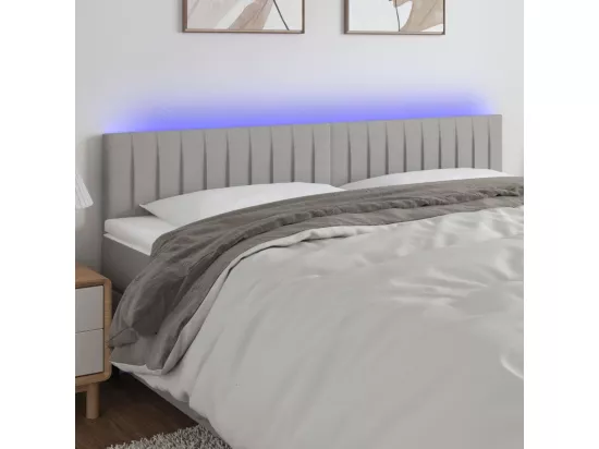 Tête de lit à LED Gris clair 180x5x78/88 cm Tissu